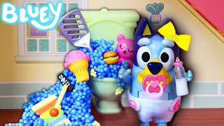 BABY BLUEY Blocks The Toilet  | FUN Pretend Play with Bluey Toys