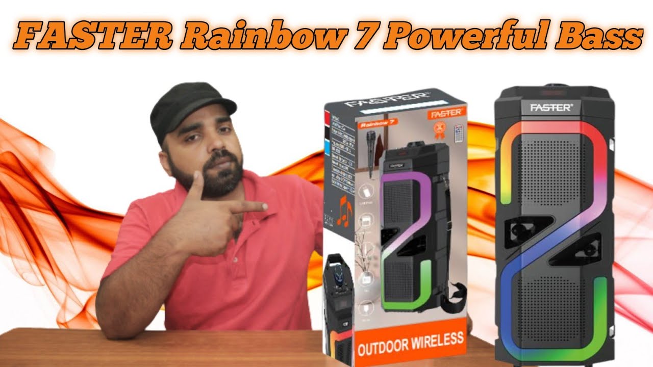 FASTER Rainbow 7 Powerful Bass Wireless Speaker With Mic 20w Review