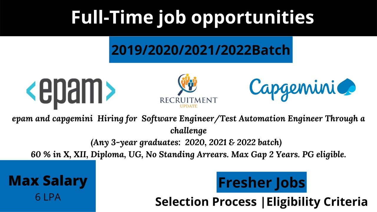 Epam Recruitment | Capgemini 2022 | 2021 | 2020 | 2019 Batch | Salary 6LPA  | off-campus hiring 2022 - YouTube