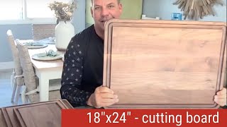 Virginia Boys Kitchens Walnut Wood Cutting Board - 18x24 inches Extra Large Chopping Block