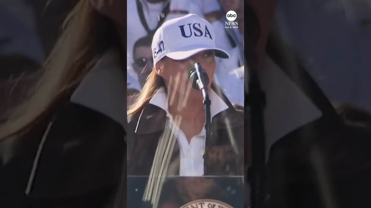 Melania Trump greets sailors with 'hooyah' at Navy 250 event