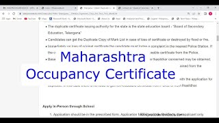 Maharashtra - Obtain a Occupancy Certificate (Online)
