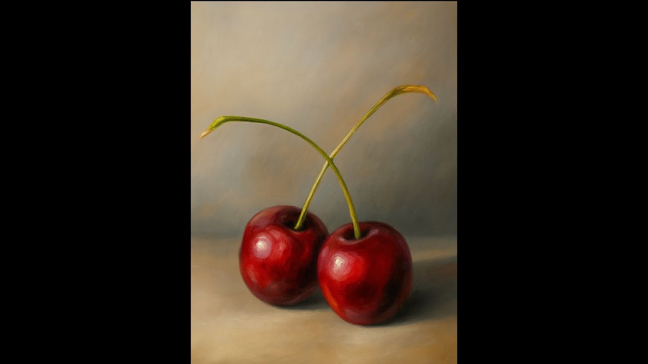 Olieverf schildertutorial - Rode kersen schilderen - Les 1/4 (achtergrond)