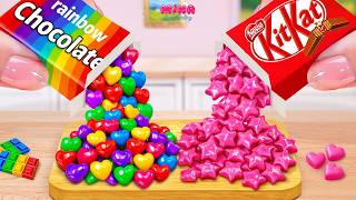 Famous ❤️Sweet Rainbow Heart vs Pink Star Chocolate Cake⭐Best of Miniature KITKAT Cake | Mina Sweet Baking Profile