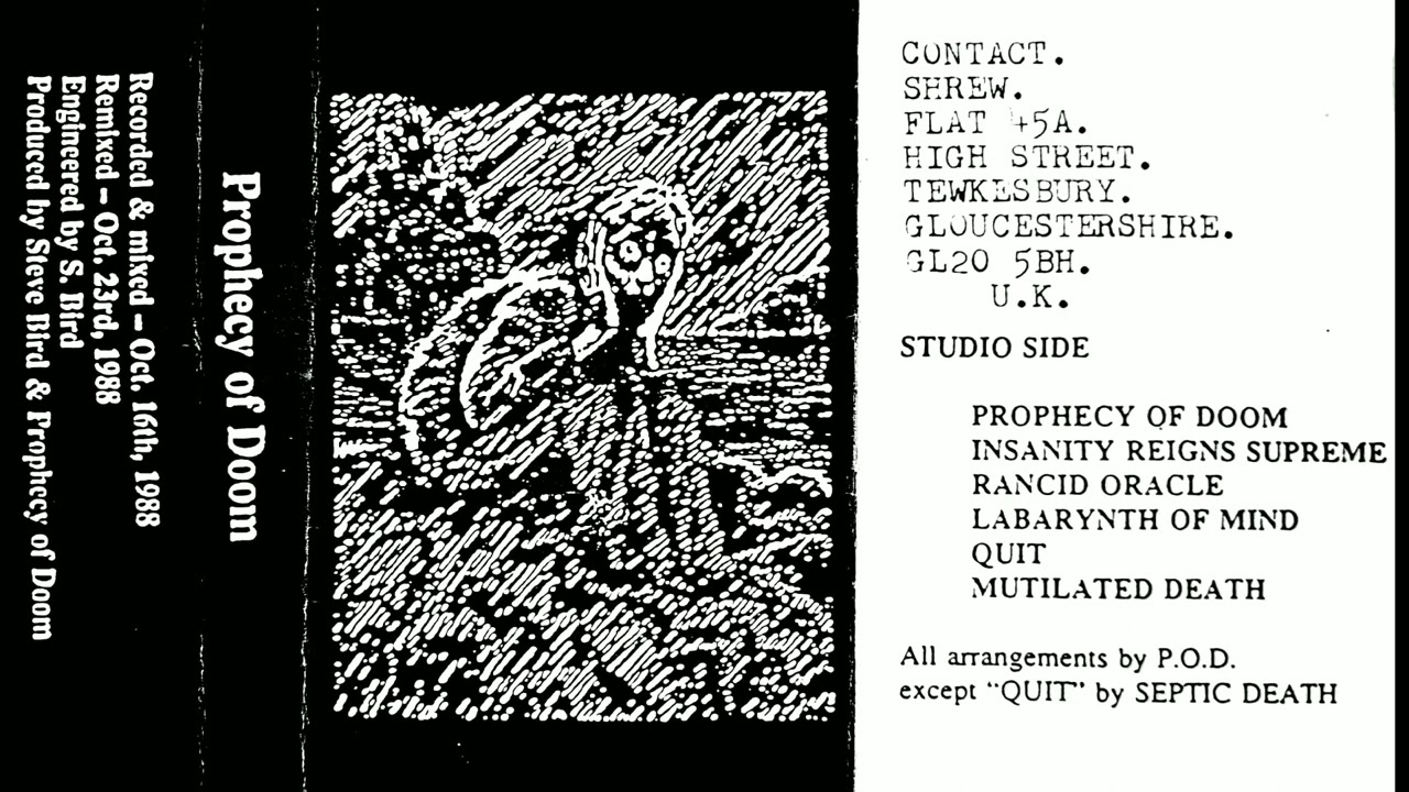 PROPHECY OF DOOM - DEMO TAPE CASSETTE 1988 - REMASTERED 2022