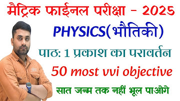 Prakash Ka Pravartan Objective Question || Class 10 Physics Chapter 1 Objective Question 2025