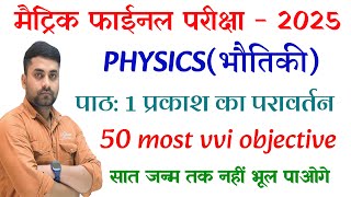 Prakash Ka Pravartan Objective Question || Class 10 Physics Chapter 1 Objective Question 2025