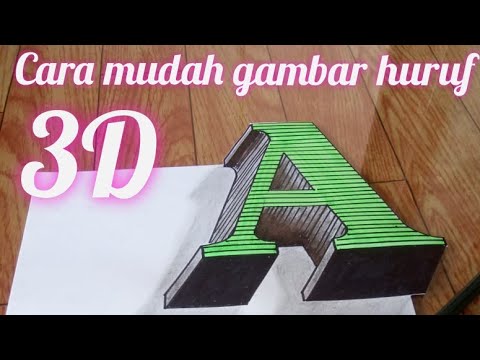 Cara mudah gambar huruf A 3D - YouTube