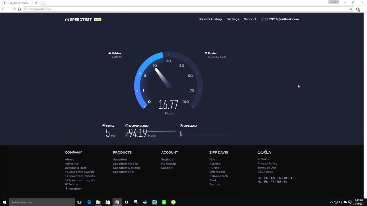 Foxtel NBN Speed Test FTTP Fast YouTube