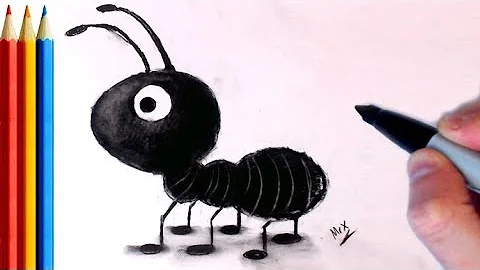 (fast-version) How to Draw Ant (super easy) - Step by Step Tutorial