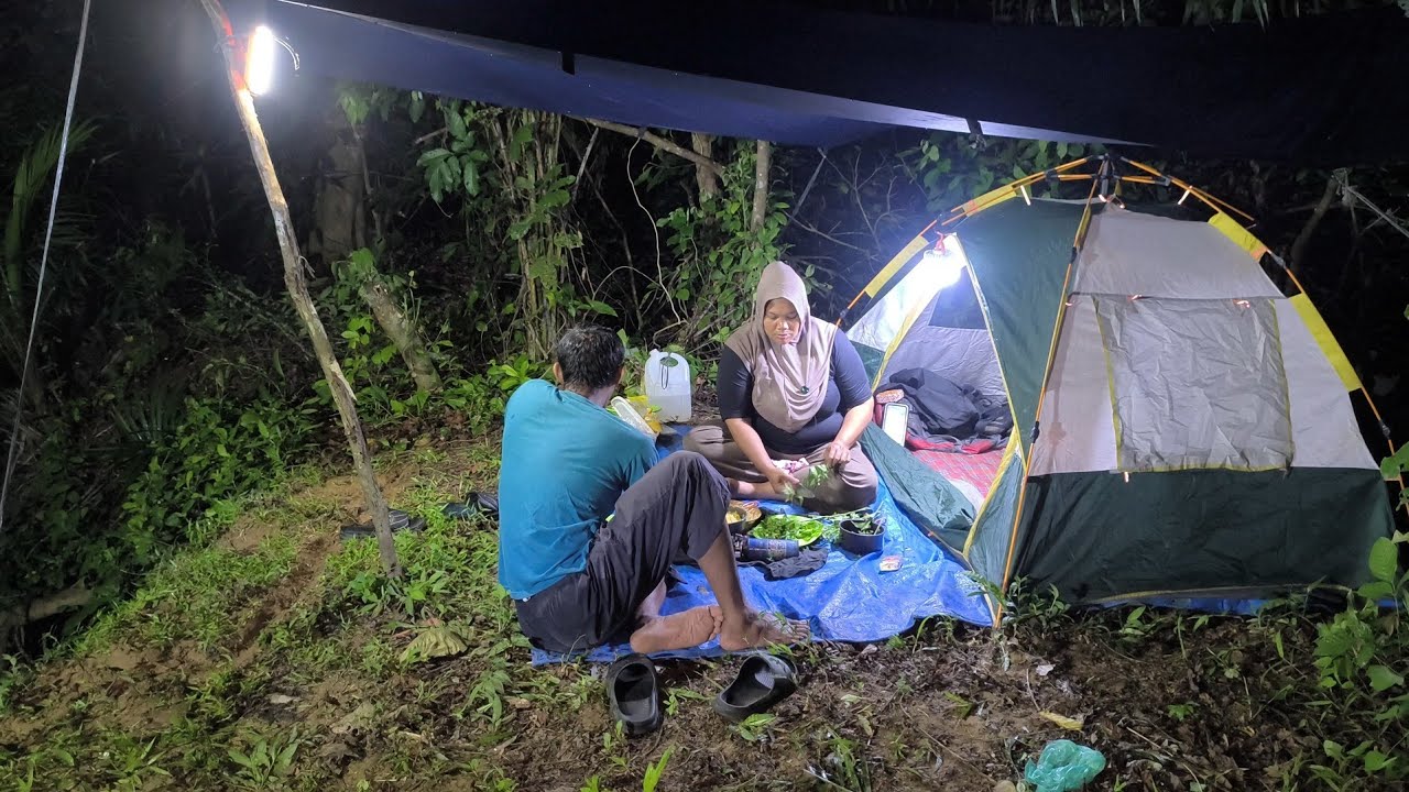 Suami Istri Nekat Camping Saat Hujan Deras 🌧️ Masak Burung Puyuh Hasil Buruan