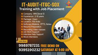 #IT Audit | ITGC | SOC2 | SOX Compliance | IT Security Audit | Begginers to Exp| Placement Training