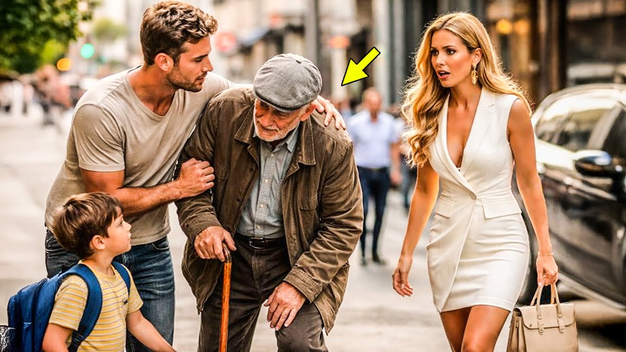 Pai solteiro ajudava um velho cansado — a bilionária parou e revelou: “Ele é meu pai”