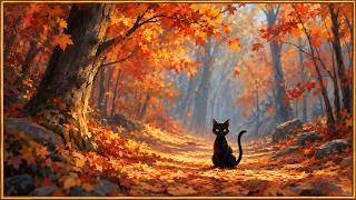 Autumn Forest Magic 🍂🐈‍⬛ | Relaxing Black Cat in a Beautiful Fall Forest screenshot 3