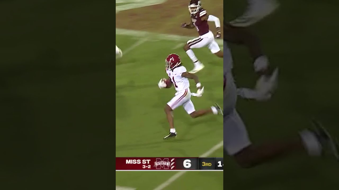 Bama’s Jameson Williams turns on the jets for long TD 🔥 #shorts