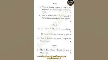 CRSU B.Sc 5th sem Computer science fundamentals of Database systems examination 2023