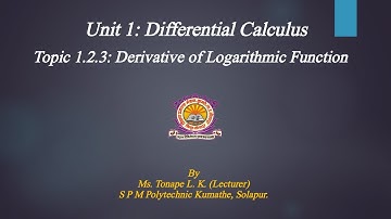 #MSBTE #Diploma #AppliedMathematics #Unit1 #1.2.3 Derivative of Logarithmic Function