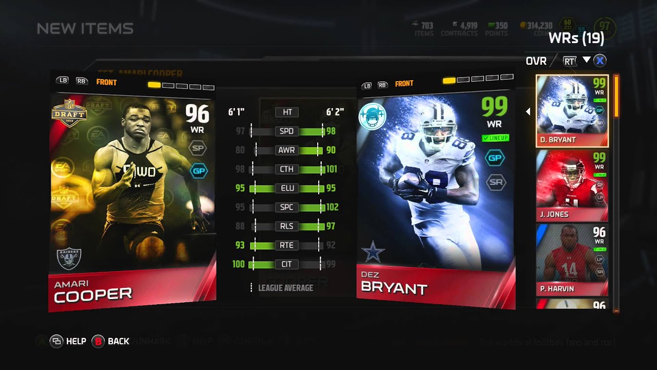 96 OVR Amari Cooper - Madden NFL 15 - NFL Draft - Set Complete