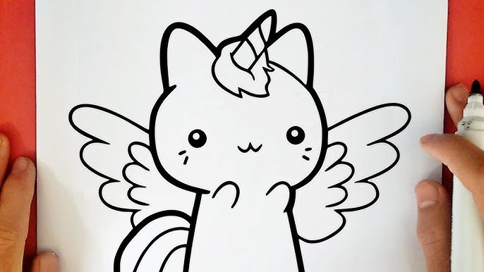 COMO DESENHAR UM GATINHO UNICÓRNIO KAWAII - PASSO A PASSO 