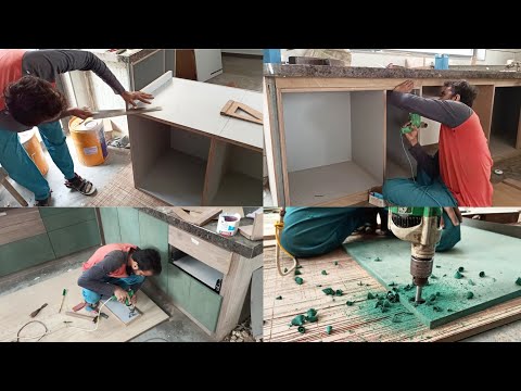 How to Make plywood modular kitchen ! step by step modular kitchen installation