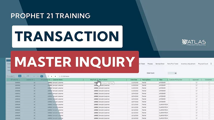 Prophet 21 Training: Transaction Master Inquiry