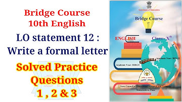 Bridge Course 10th English | LO statement 12 Solved | Formal Letter | Letter Writing