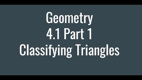 4.1 Part 1: Classifying Triangles