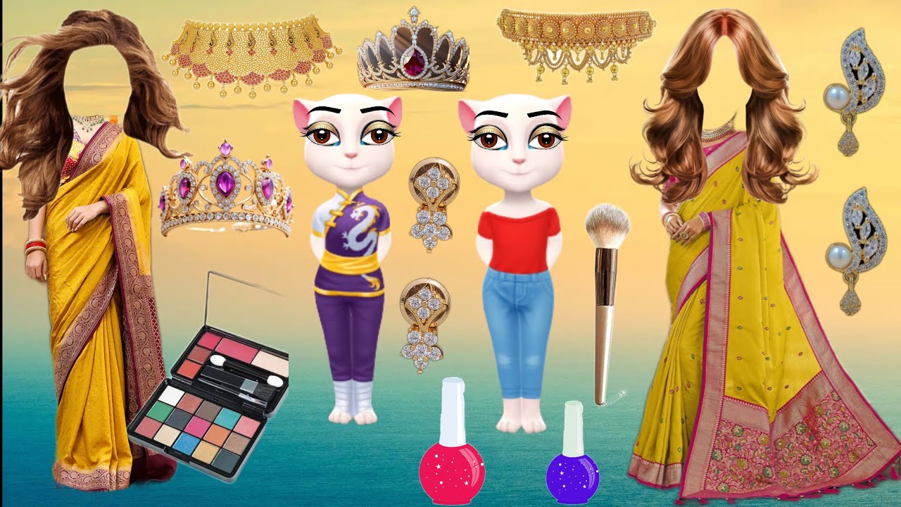 Talking billi wala cartoon two sisters ki party ka funny makeup comedy video