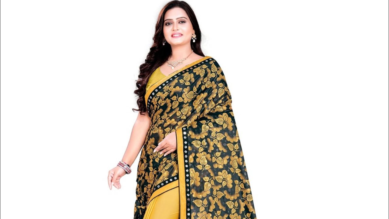 Lycra Saree with MirrorWork Blouse🛍️