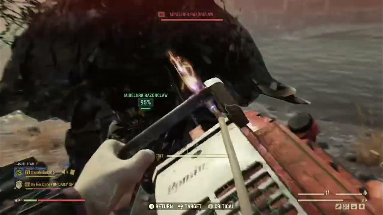 Fallout 76 Explosive chainsaw with Legendary perk card “hack and slash