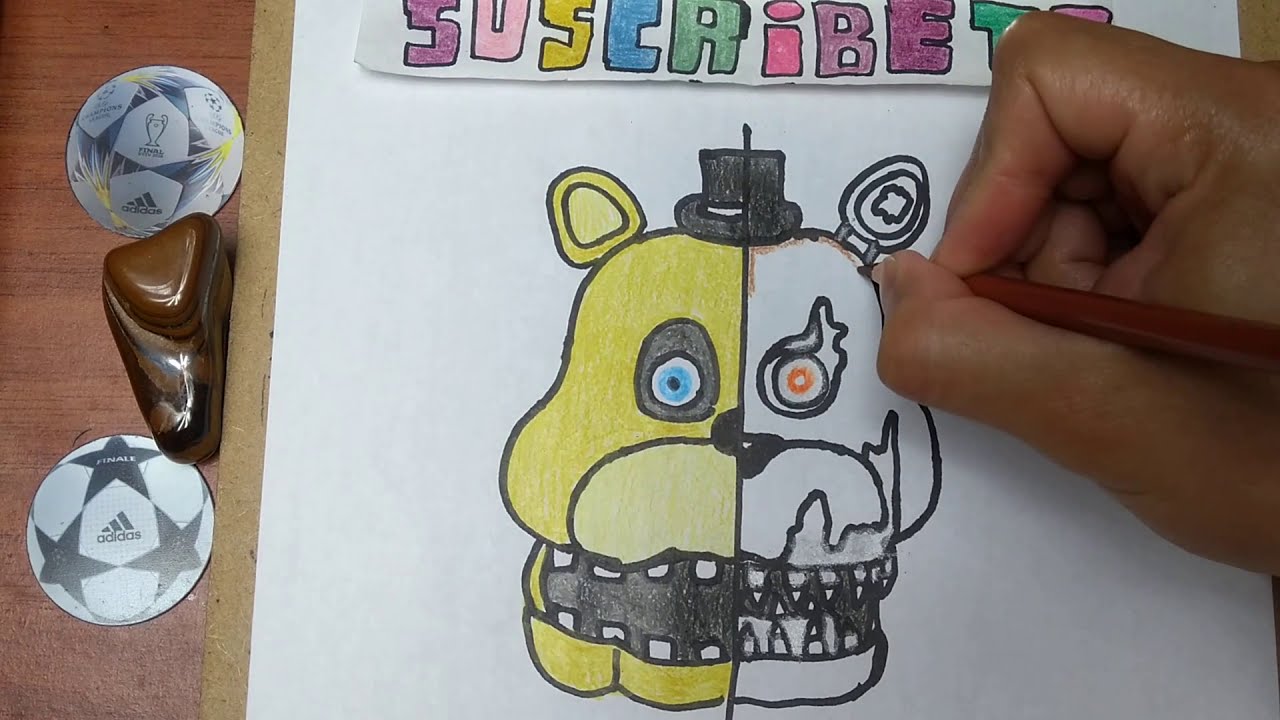 Como dibujar a fredbear de five nights at freddy's 4