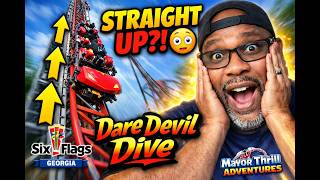 Dare Devil Dive at Six Flags Over Georgia – The CRAZIEST Vertical Lift Coaster😱🎢