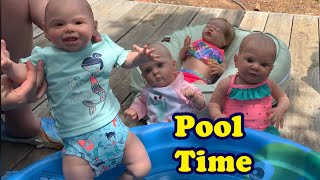 Reborn babies play in the pool adorable baby sounds reborn video