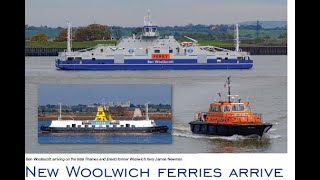 Woolwich ferry free crossing trip. Giant ferry carries tones of load on River Thames London learning