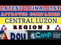 Dole list of approved companies in central luzon region 3 for the 5k financial assistance