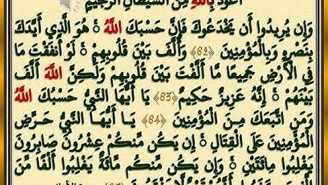 الآيـات الكريمـة من 62 إلى 65 من سورة الأنفال من تـلاوة الشيخ ماهر المعيقلي
