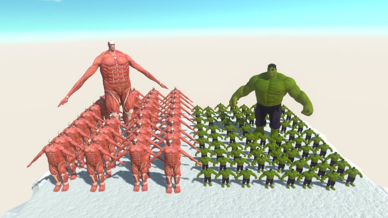 Colossal Titan Team vs Hulk Team - Animal Revolt Battle Simulator