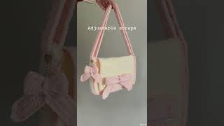 Crochet Bow Shoulder Crossbody Bag Adjustable Straps