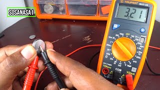 How to Test voltage with digital multimeter 33 Example CR2032 battery