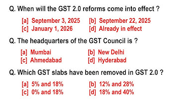 GST 2.0 MCQs with Answers | Latest Questions for Competitive Exams