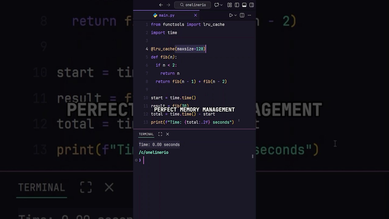Python's SECRET Speed Hack: lru_cache Explained in 60 Seconds ⚡