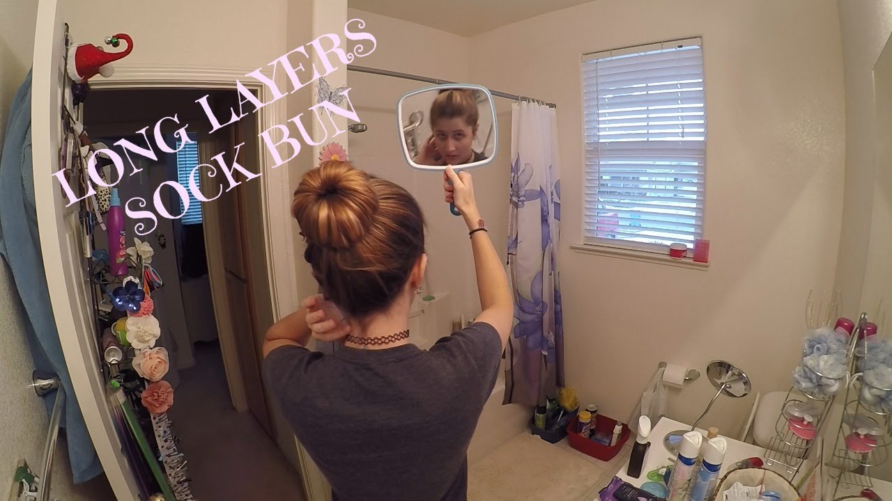 How To Do A Sock Bun With Layers Easy Youtube