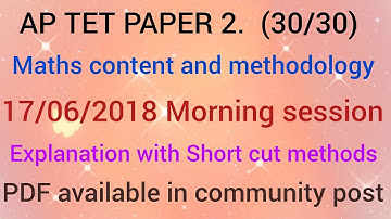 AP TET PAPER 2 maths content and methodology bits 