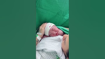 Em bé sơ sinh khóc o oe trên ngực mẹ