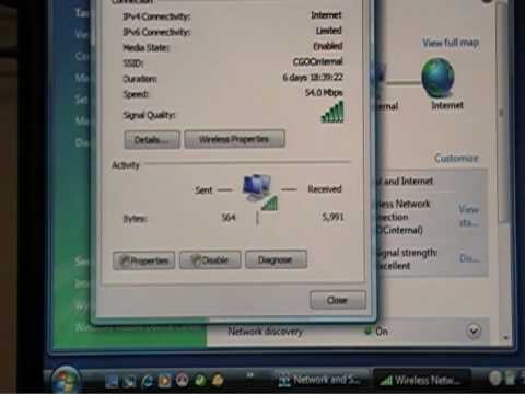 Windows Vista Wireless Connection Local Access Only