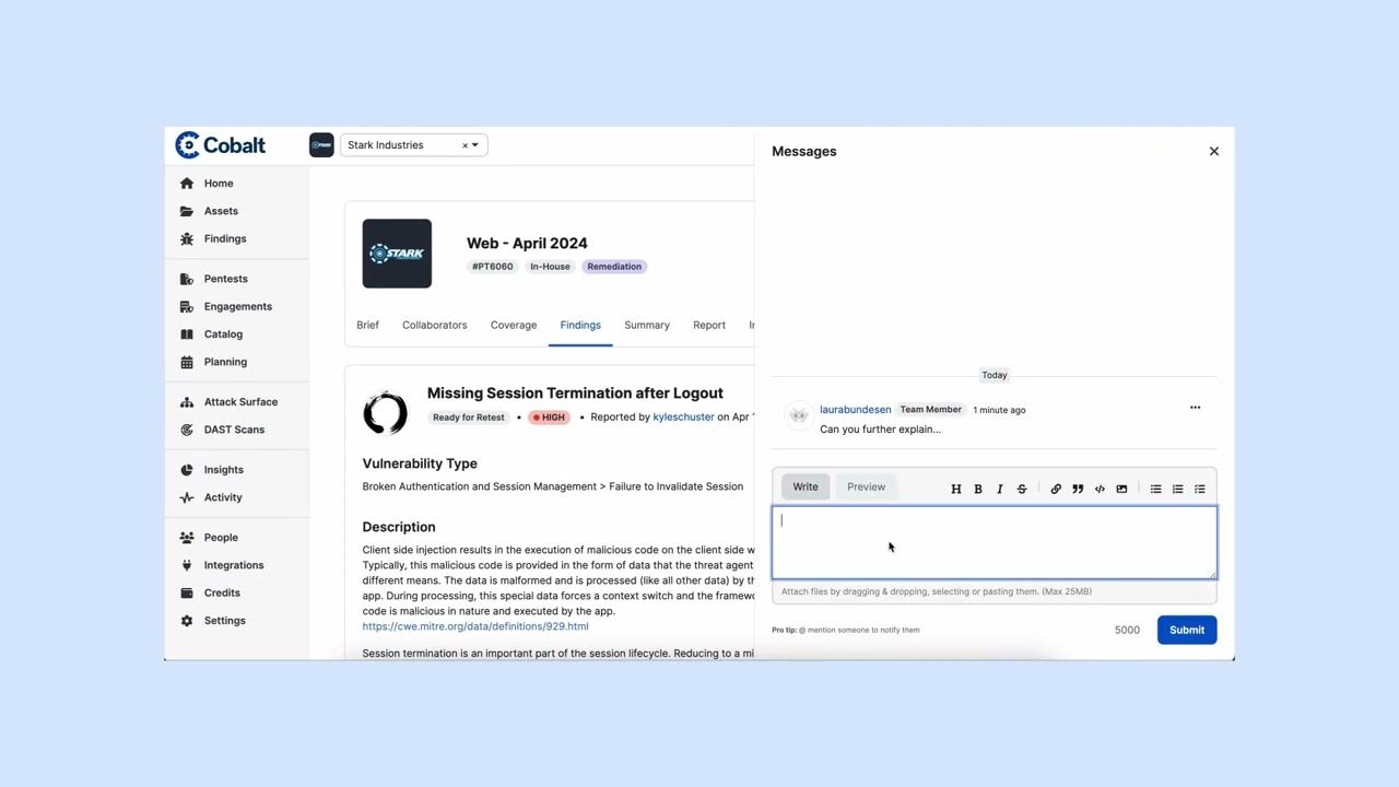 Демонстрация всех функций Cobalt