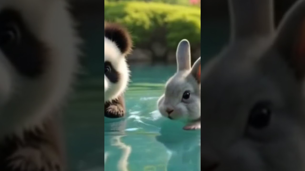 Baby Paa and Bunny the rabbit on the river🏞️