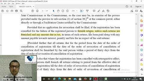 CGST Rule 23. Revocation of cancellation of GST reg| update GST Restore  Revocation of Cancelled GST