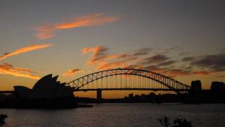 Sydney harbour sunset  harbour bridge + opera house (HD)