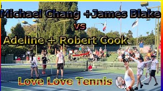 Michael Chang +James Blake vs Adeline + Robert Cook Exhibition at Newport Beach Tennis Club 7/29/23